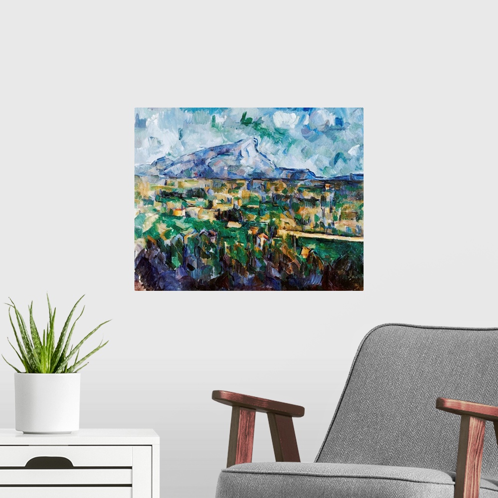 A modern room featuring Mont Sainte-Victoire By Paul Cezanne