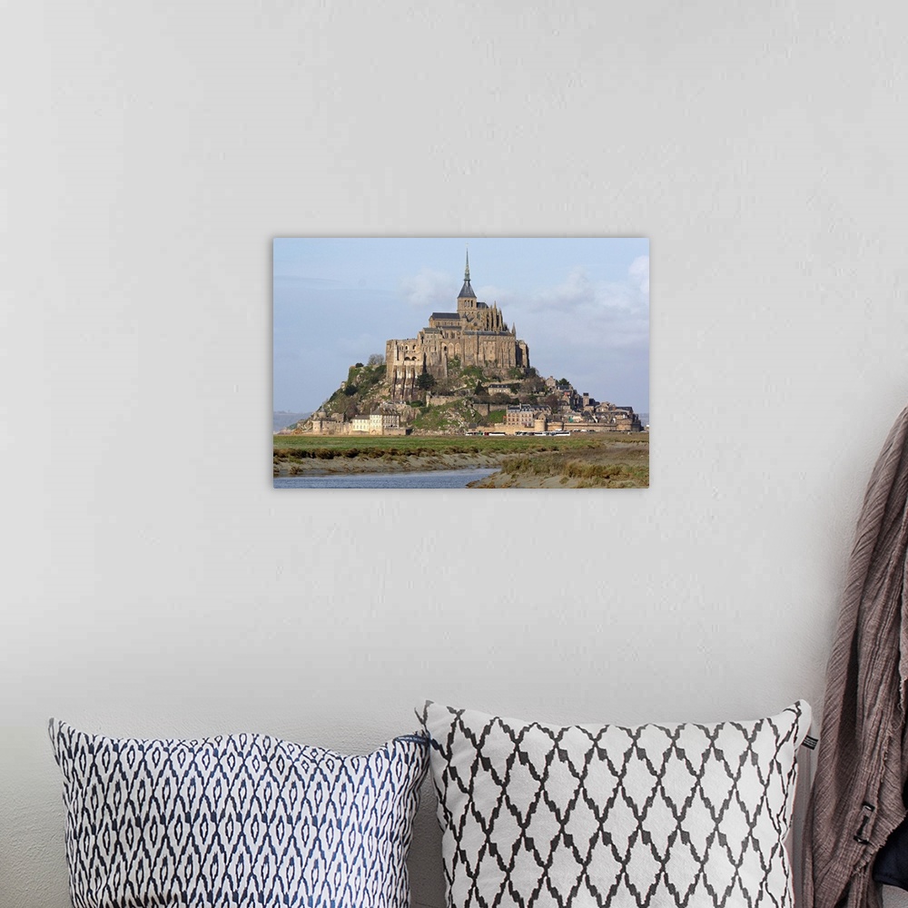 A bohemian room featuring Mont St Michel in France.