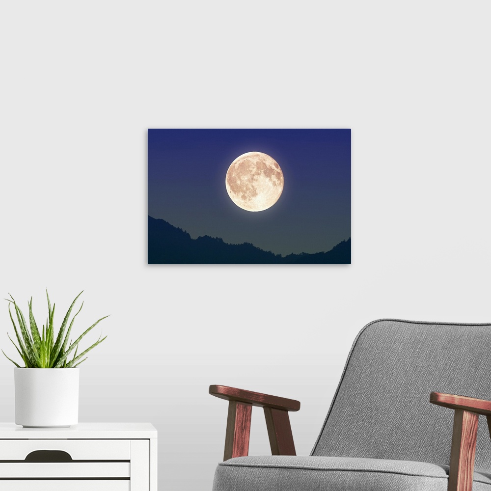 A modern room featuring Moon in the Night Sky