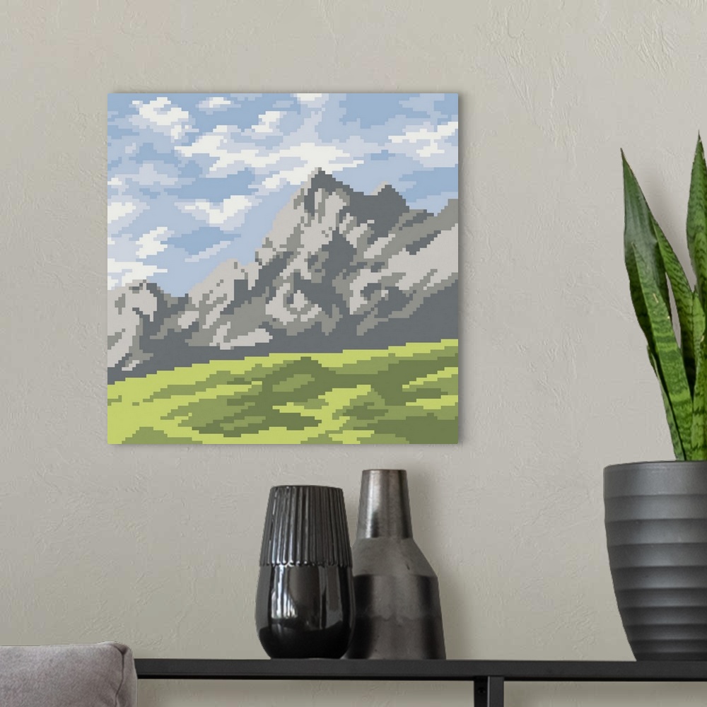 A modern room featuring Mountain Pixel Art