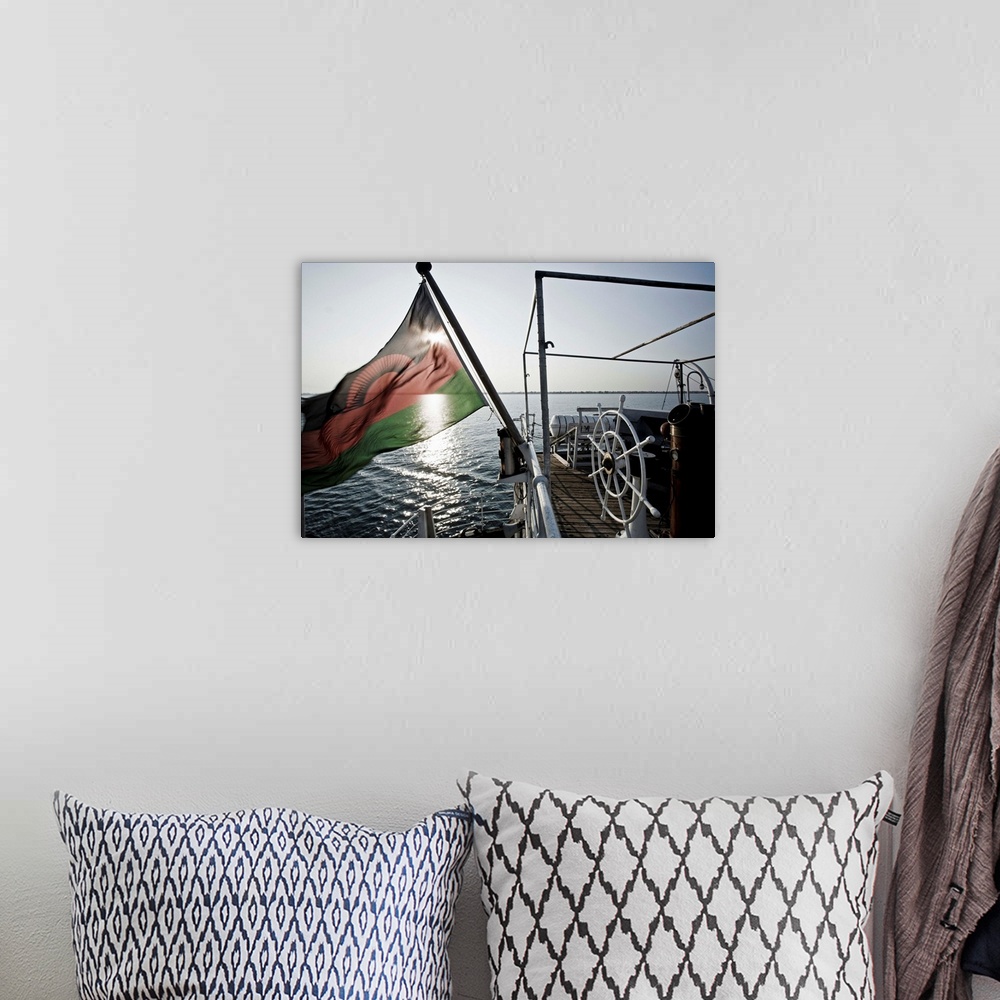 A bohemian room featuring Malawi, Lake Malawi, Africa, Ship, Boat, Flag