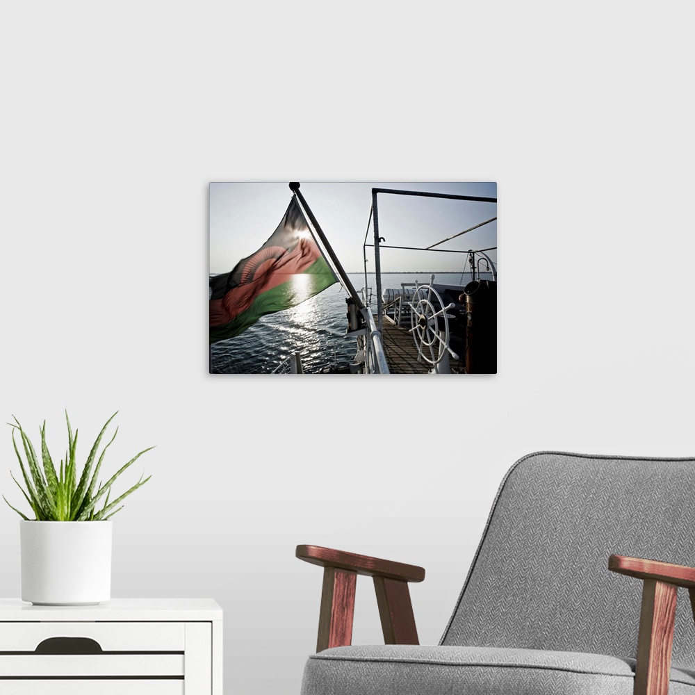 A modern room featuring Malawi, Lake Malawi, Africa, Ship, Boat, Flag