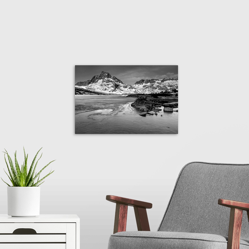 A modern room featuring Mt. Ritter and Banner Peak over Thousand Island Lake.  Thousand Island Lake is located in Ansel A...