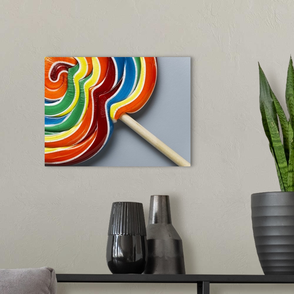 A modern room featuring Multicoloured lollipop, close-up