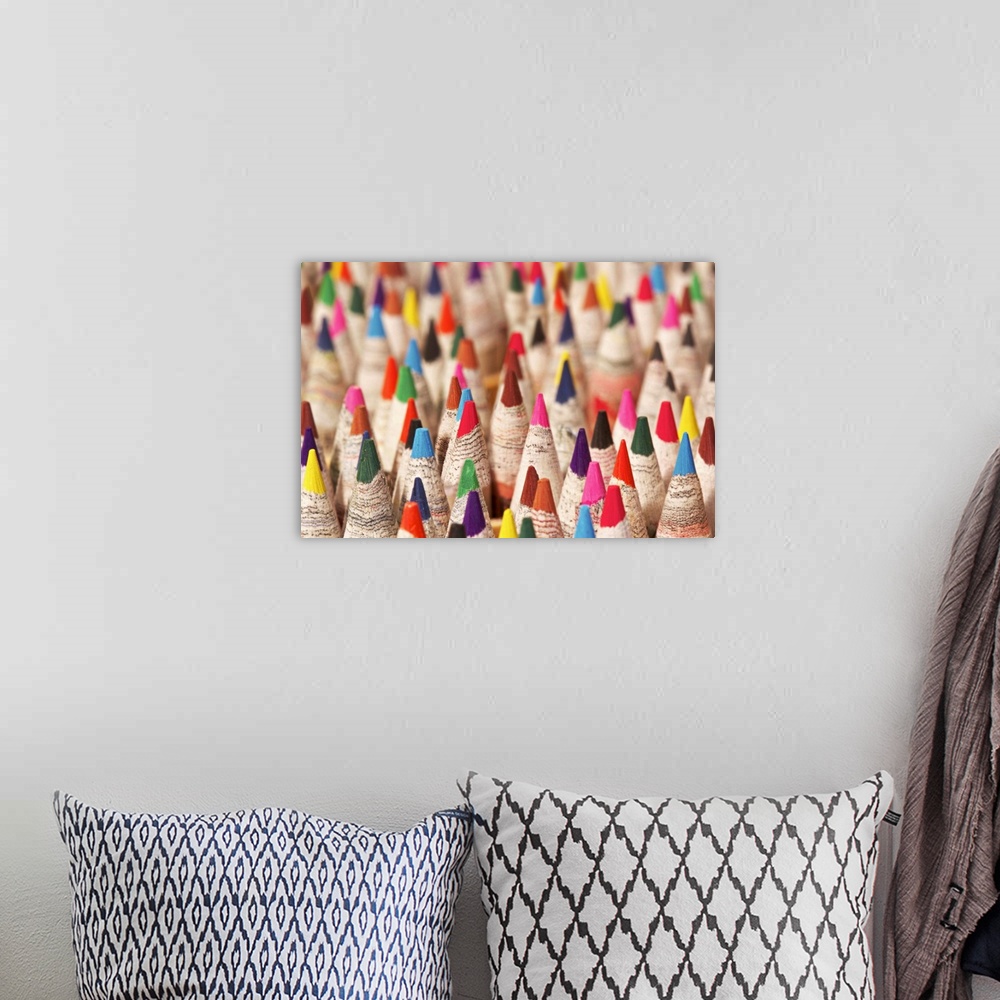 A bohemian room featuring Multitude of colored pencils.