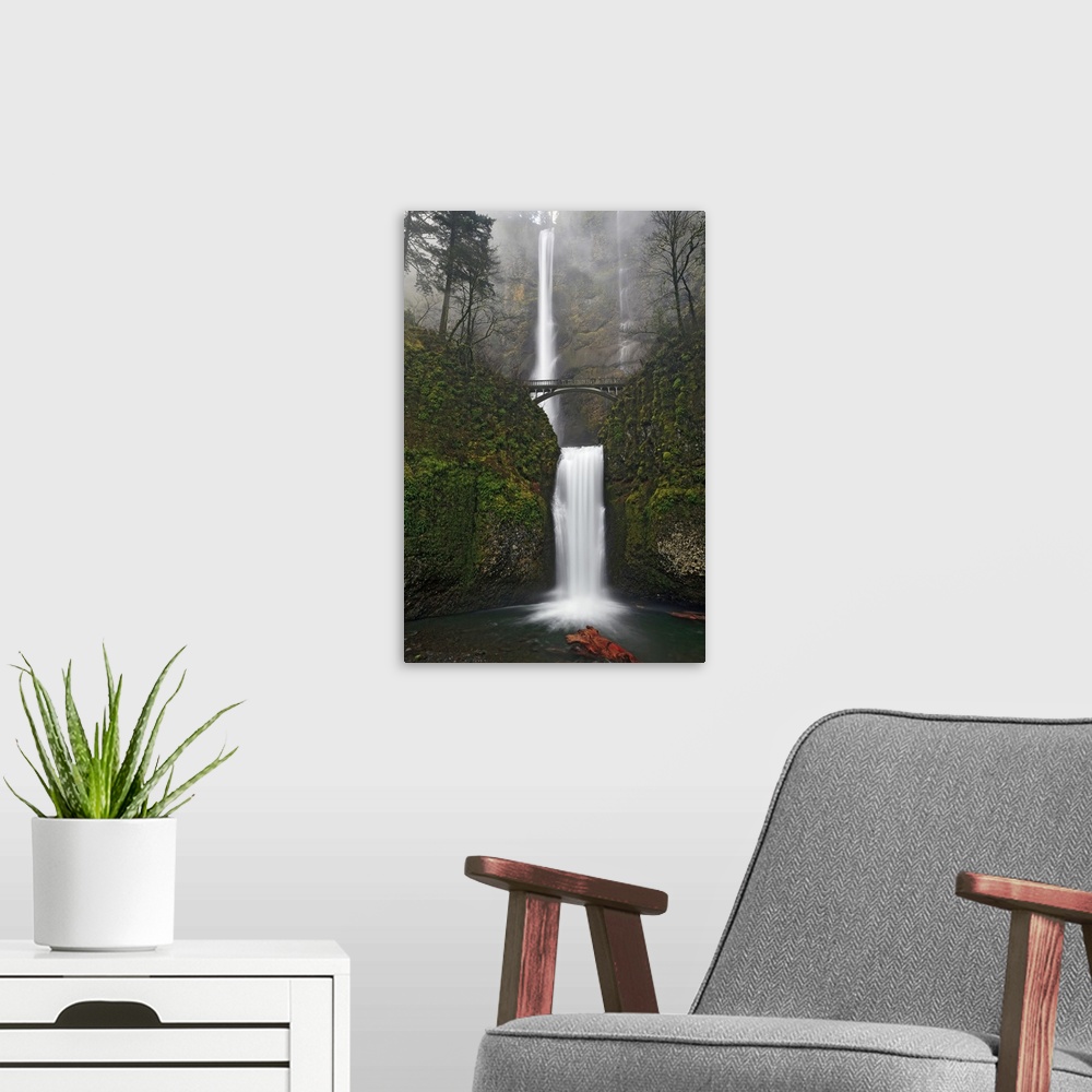 A modern room featuring Multnomah fall, Columbia river gorge.