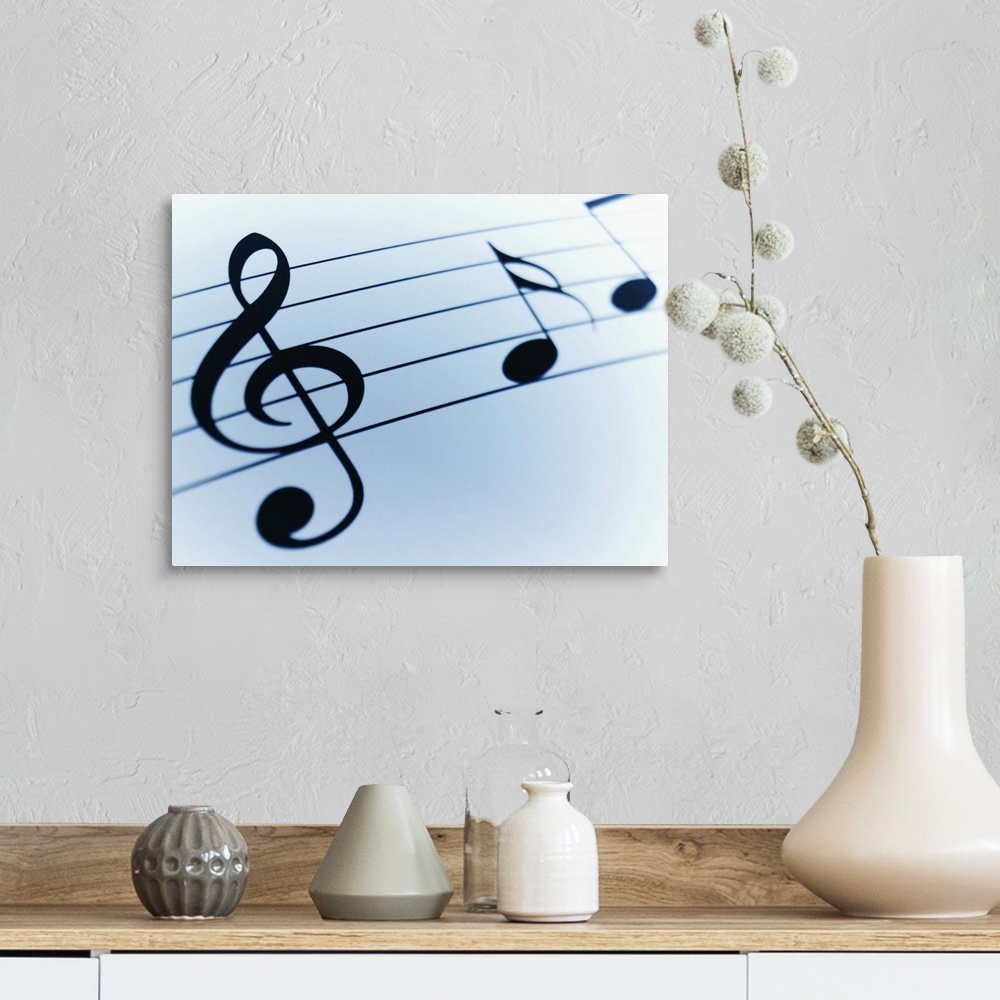 A farmhouse room featuring Music Sheet Detail with Bar and Treble Clef and Musical Notes