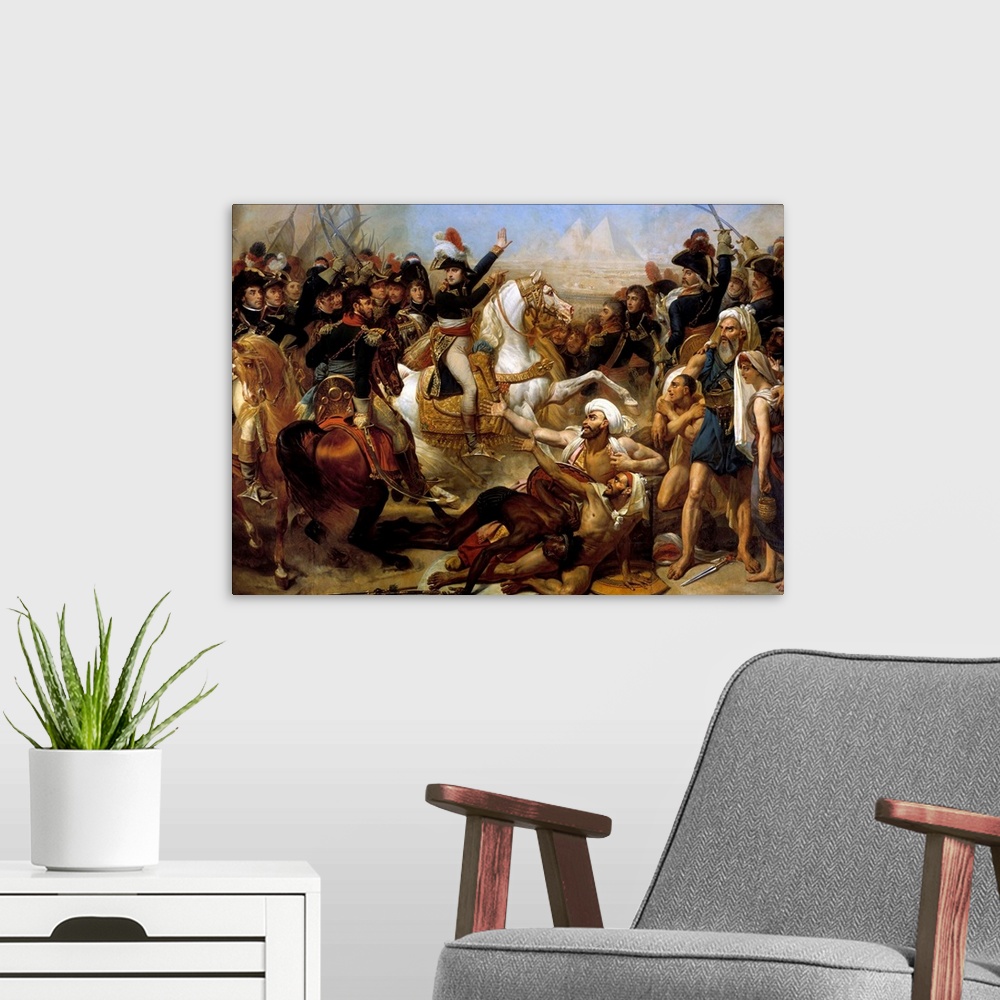 A modern room featuring Campaign of Egypt (1798-1801) : Napoleon Bonaparte haranguing the army before the Battle of the P...