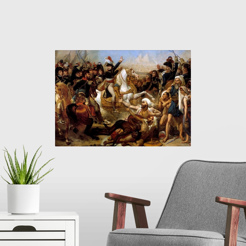 A modern room featuring Campaign of Egypt (1798-1801) : Napoleon Bonaparte haranguing the army before the Battle of the P...
