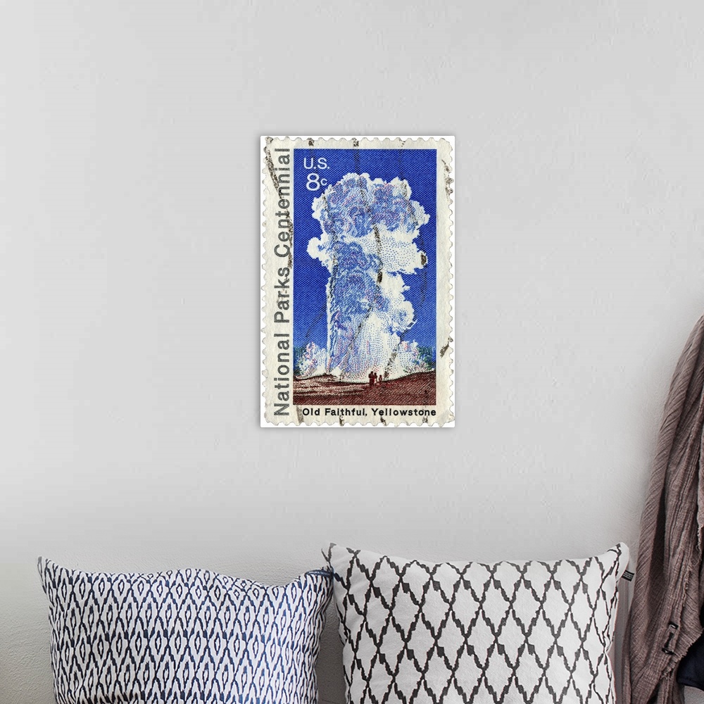 A bohemian room featuring National Parks Commemorative stamp