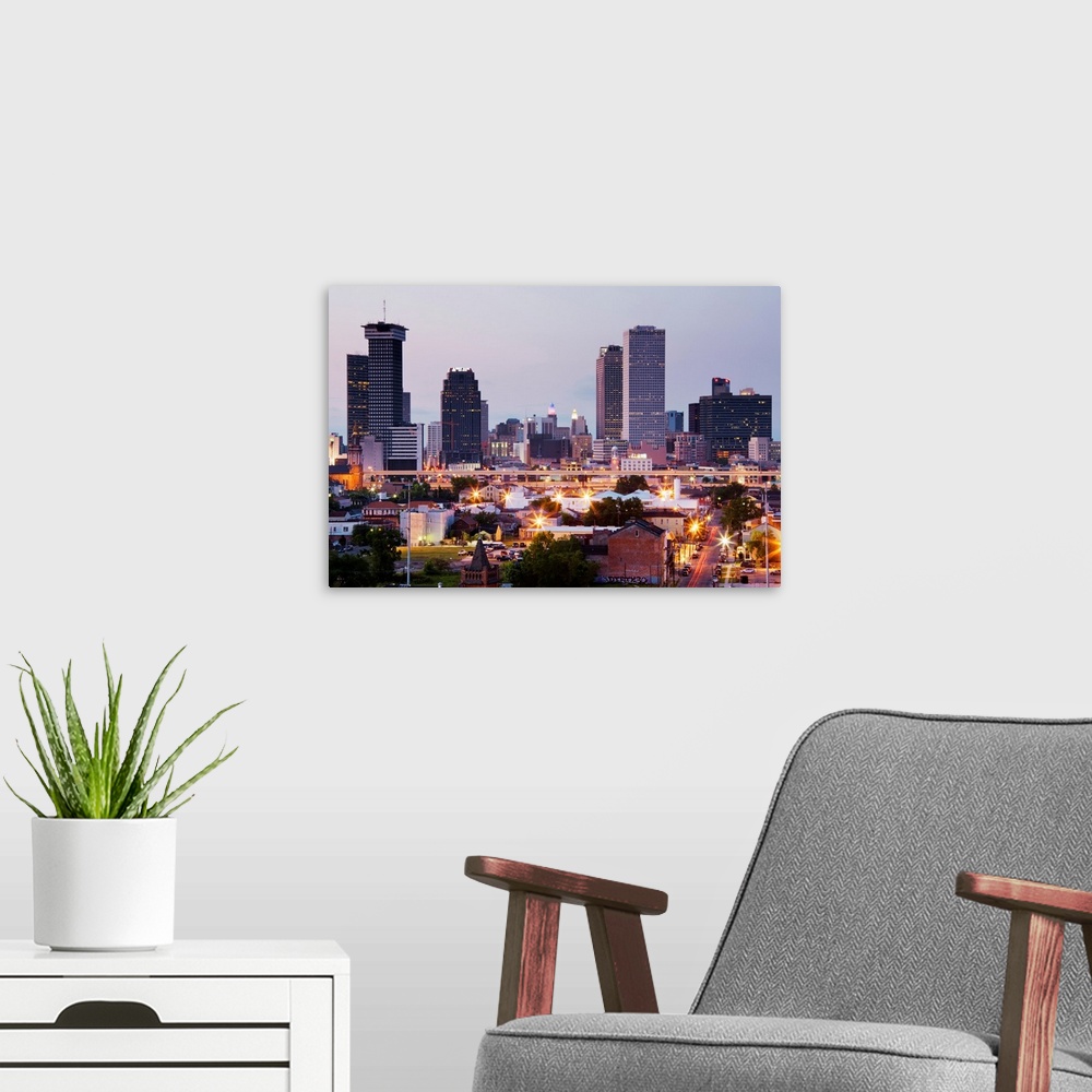 A modern room featuring New Orleans Skyline