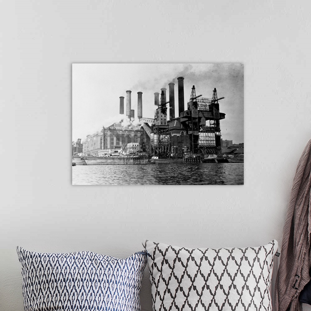 A bohemian room featuring New York Edision Company Power Plant