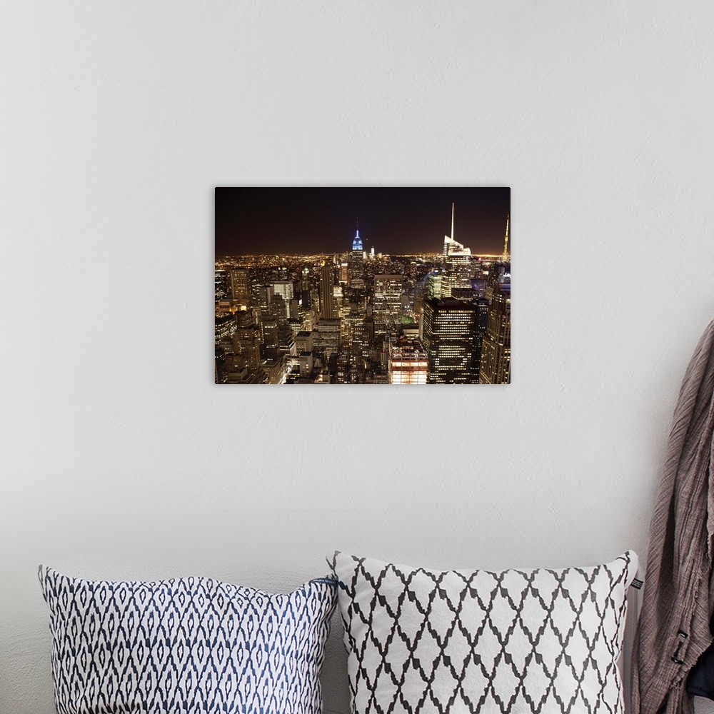 A bohemian room featuring USA, New York, View of skyline by night