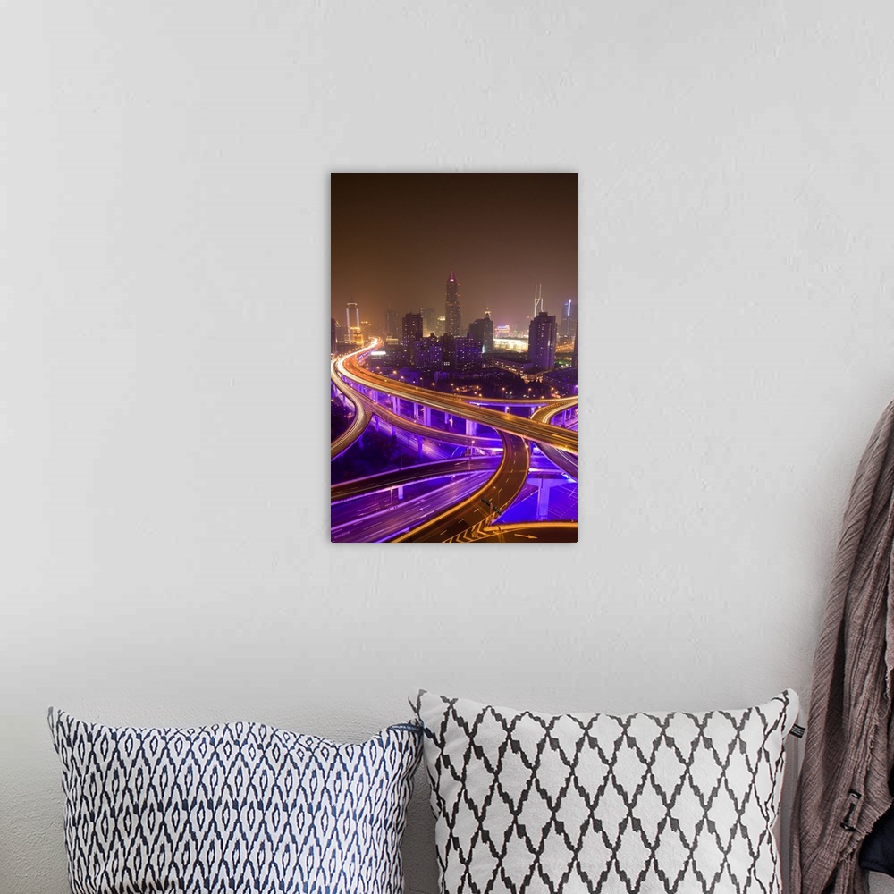 A bohemian room featuring Night Shot of Urban Highways Intersection