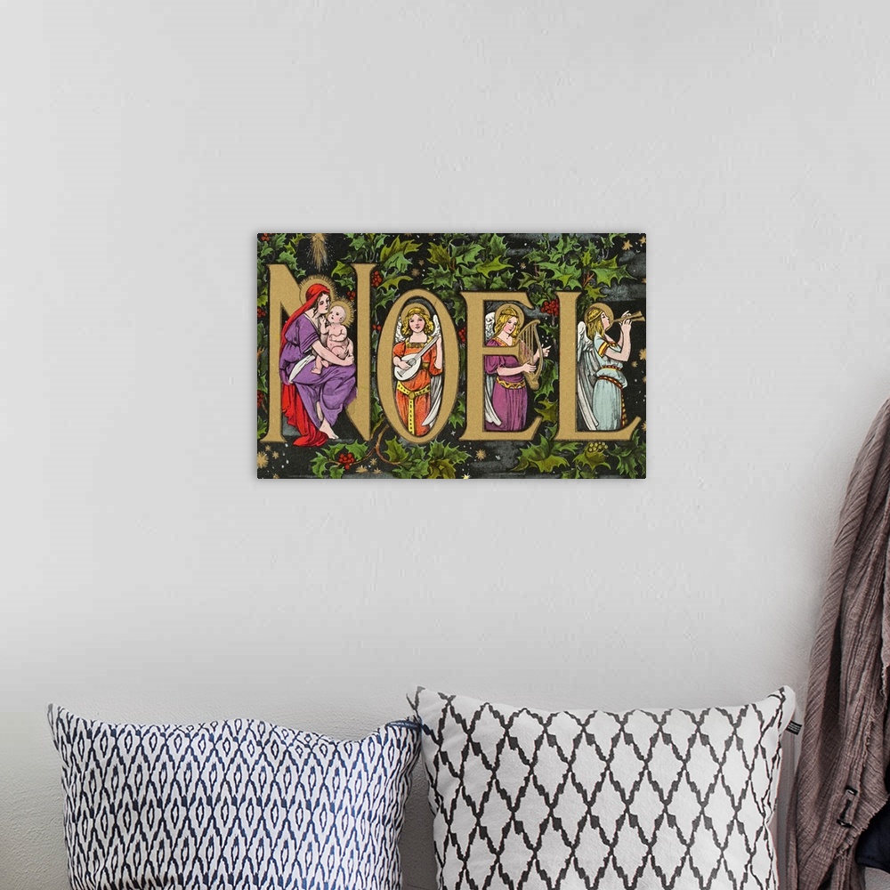 A bohemian room featuring Noel Postcard