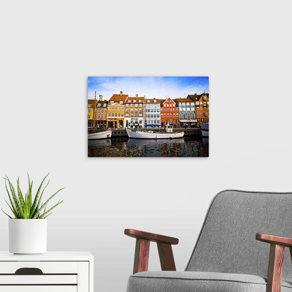 A modern room featuring This picture of the harbour of Nyhavn was taken last january in Copenhagen (kobenhavn, Denmark). ...