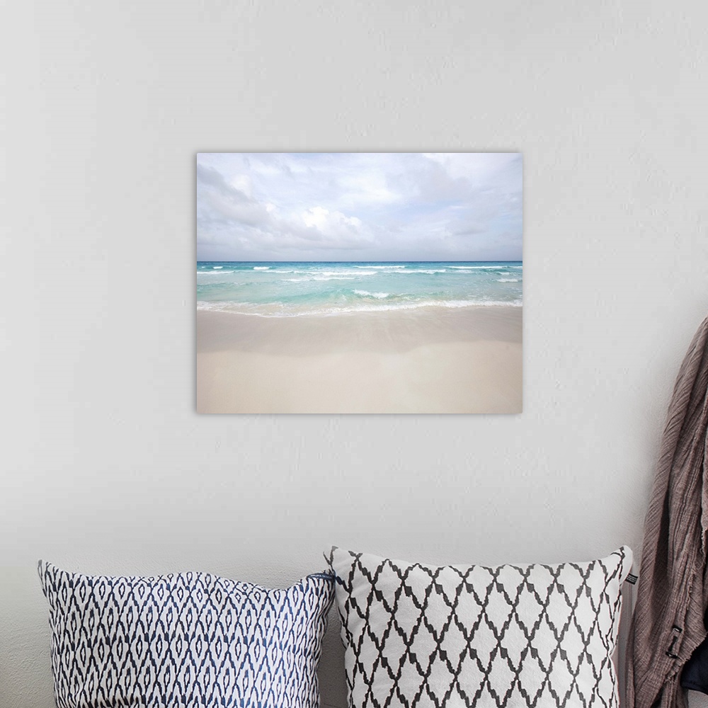 A bohemian room featuring Mexico, cancun, beach with turquoise water and beautiful clouds.