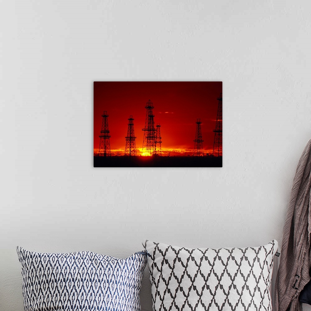 A bohemian room featuring Oil Well Pumps at Sunset
