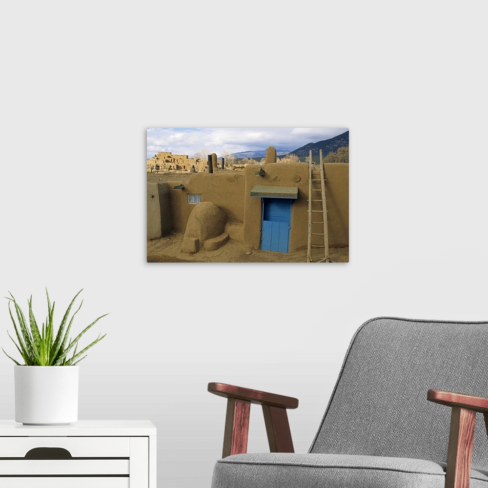A modern room featuring Old buildings, Taos Pueblo, Taos, New Mexico, USA