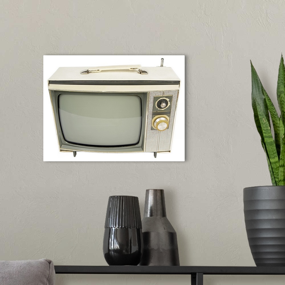 A modern room featuring old-fashioned television