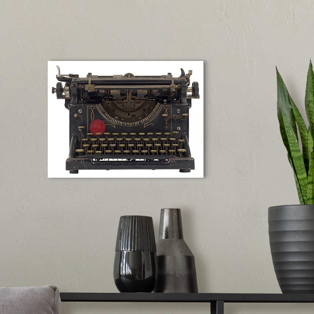 A modern room featuring old-fashioned typewriter