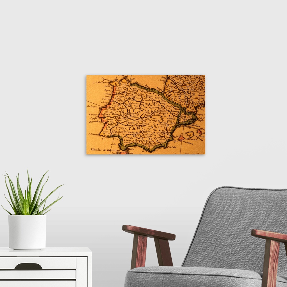 A modern room featuring Old map of Spain