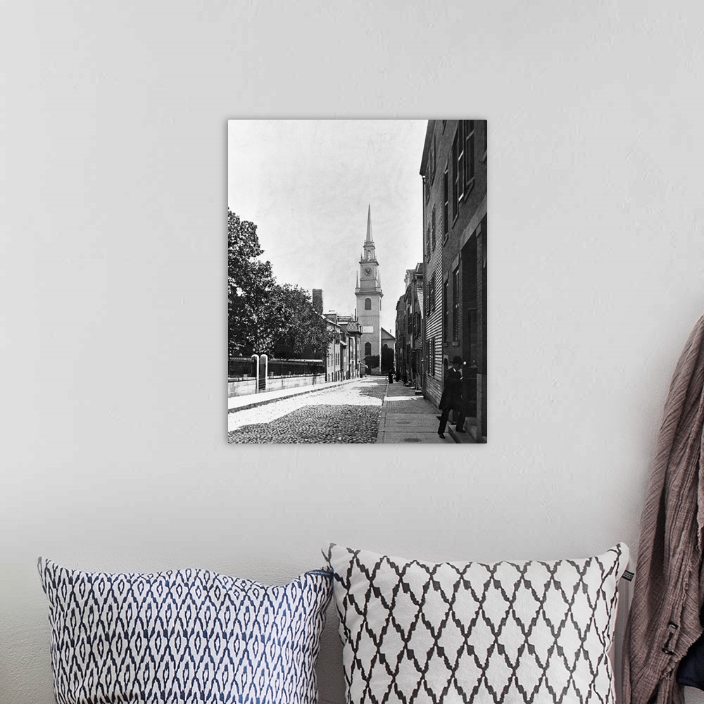 A bohemian room featuring Old North Church In Boston