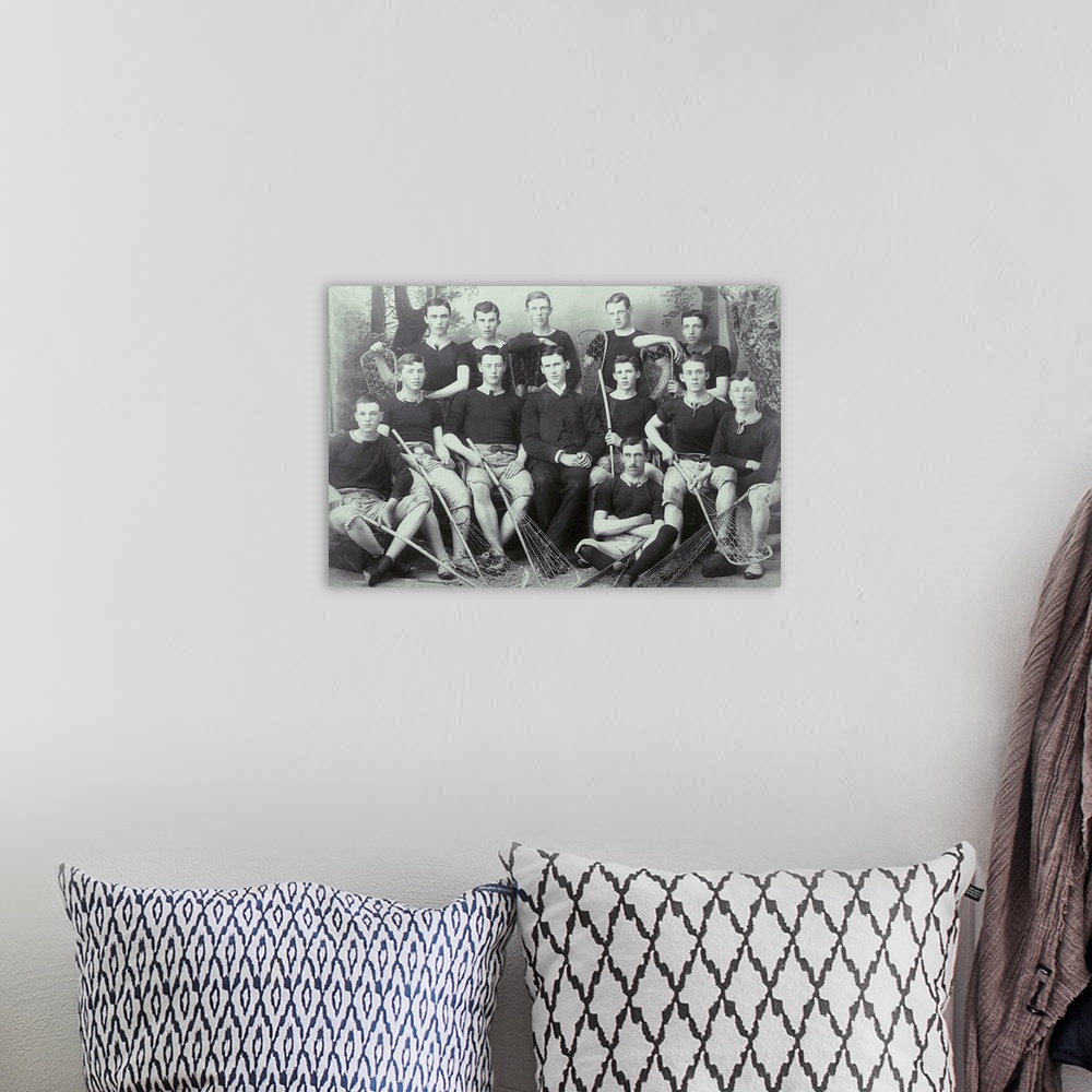 A bohemian room featuring Old photo of lacrosse team