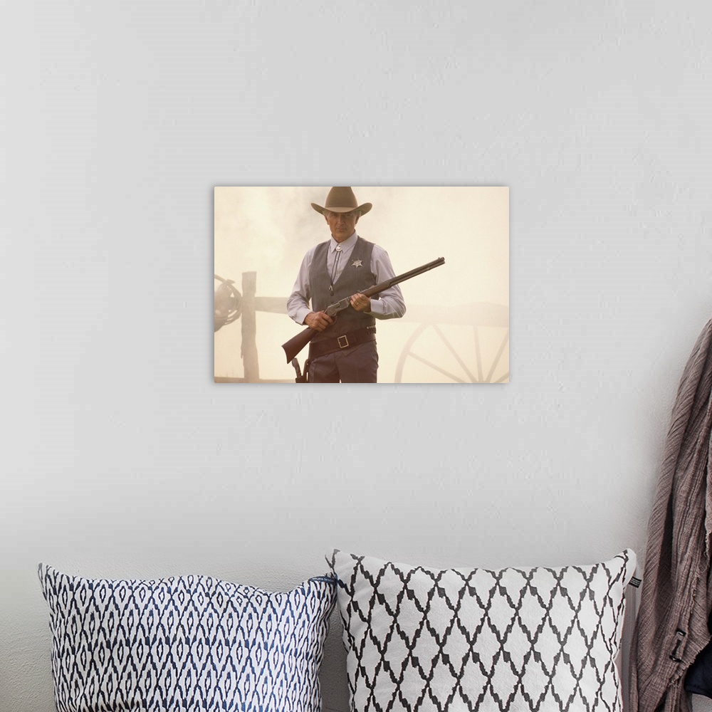 A bohemian room featuring Old West Sheriff with a Rifle