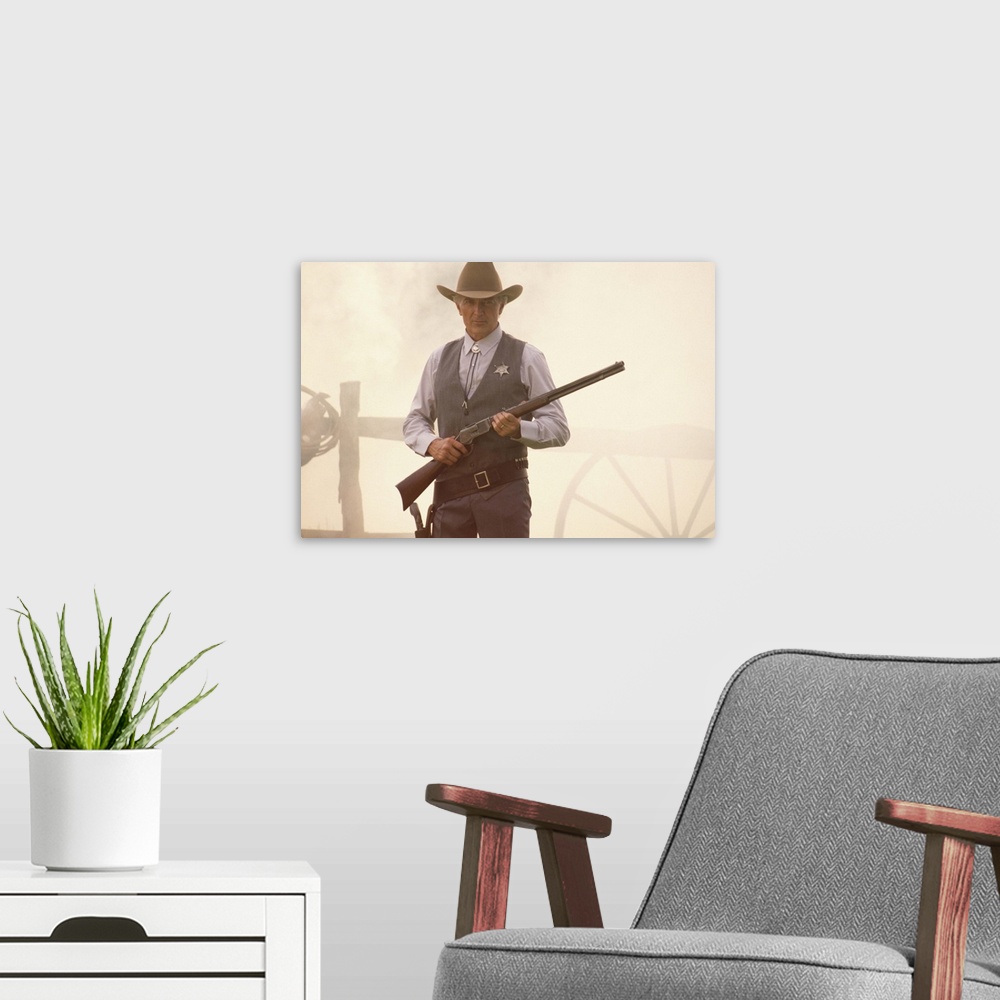 A modern room featuring Old West Sheriff with a Rifle