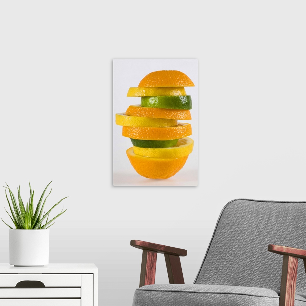 A modern room featuring Orange, lemon, and lime