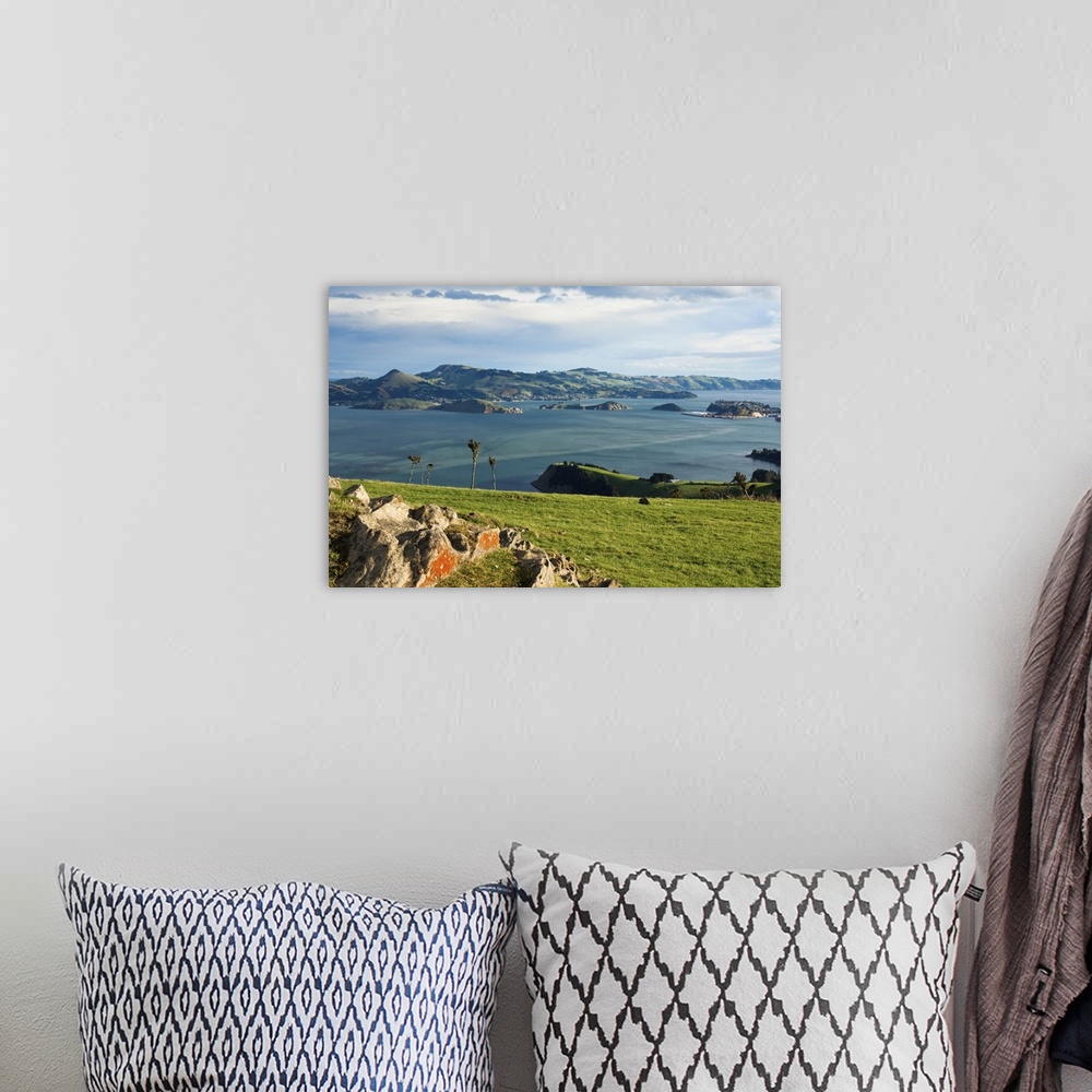 A bohemian room featuring Otago Harbour viewed from Heyward Point Rd