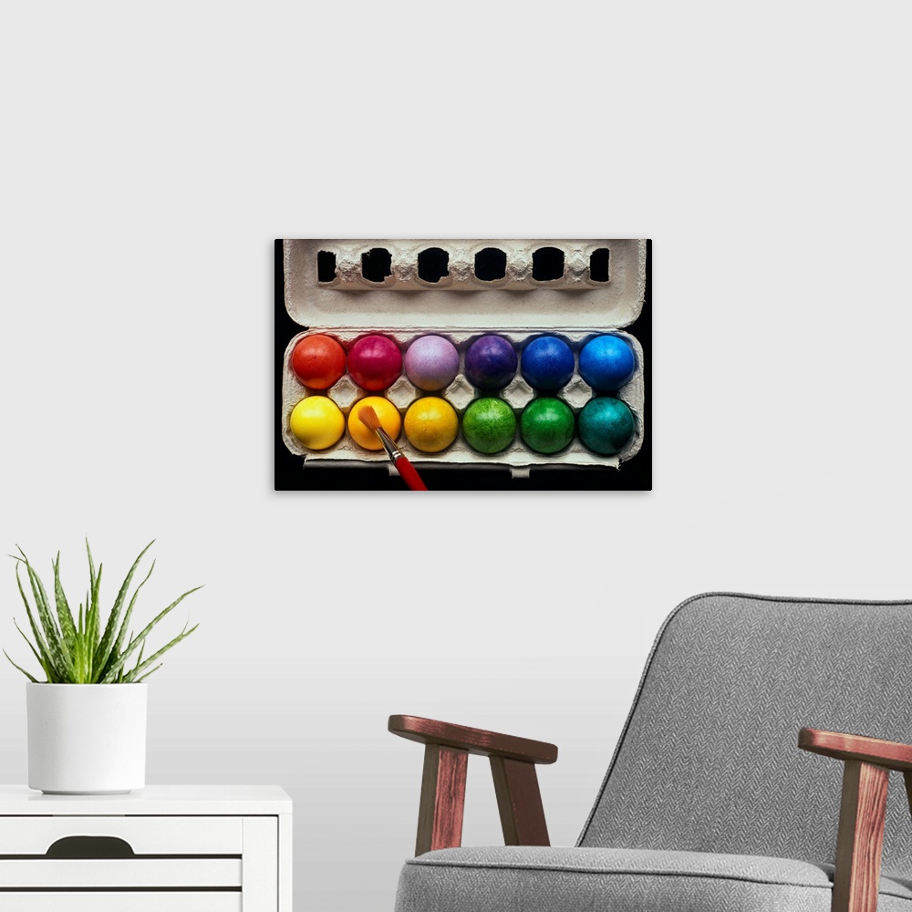 A modern room featuring Painted Easter Eggs