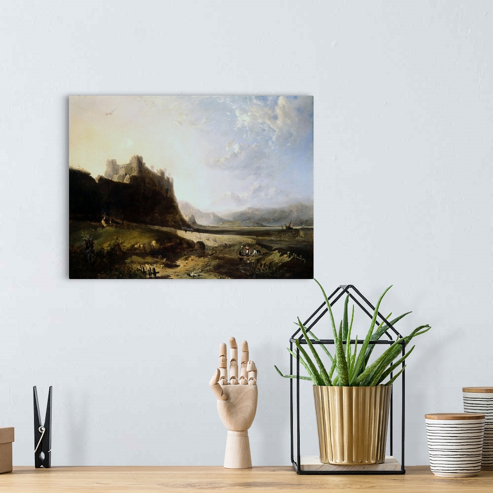 A bohemian room featuring Painting of Harlech Castle in Wales