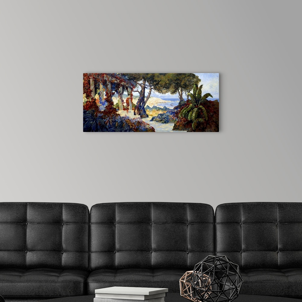 A modern room featuring Painting of 'The Bay of Algiers' by Paul Fenasse