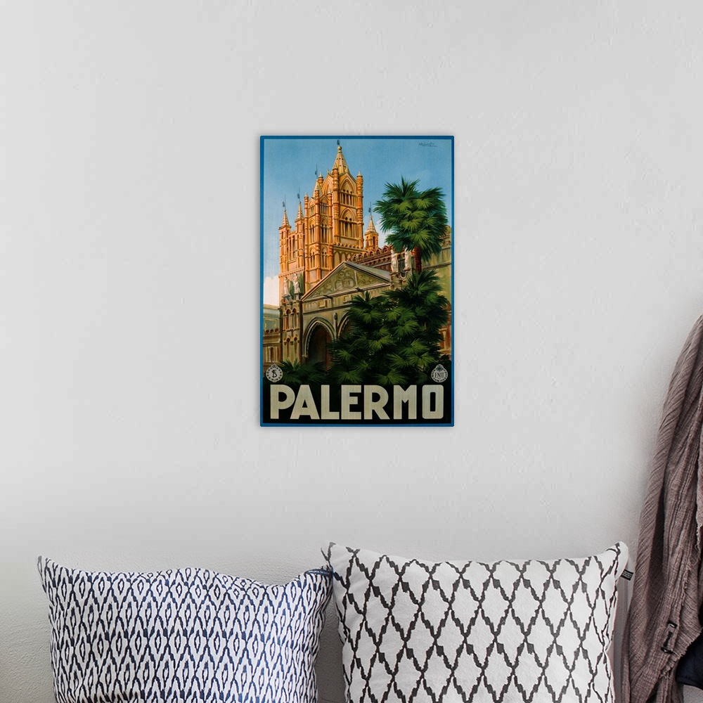 A bohemian room featuring ca. 1930 --- Palermo Poster by A. Ravaglia --- Image by .. Swim Ink 2, LLC/CORBIS