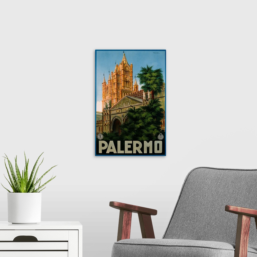 A modern room featuring ca. 1930 --- Palermo Poster by A. Ravaglia --- Image by .. Swim Ink 2, LLC/CORBIS