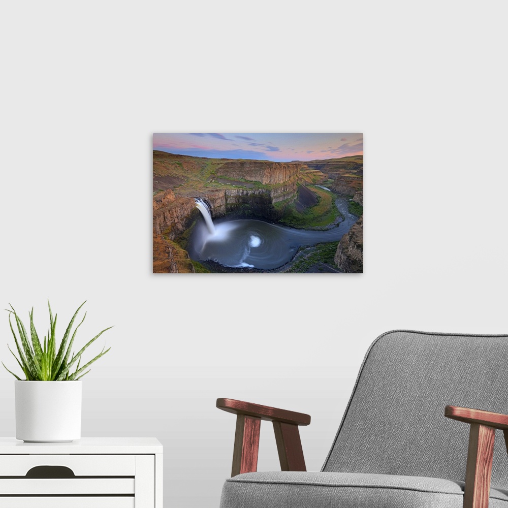 A modern room featuring Palouse Falls Sunset, Washington State