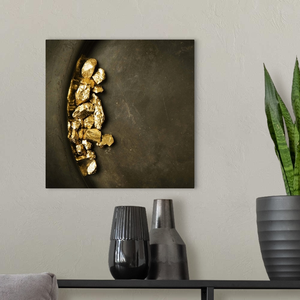 A modern room featuring Panning for gold