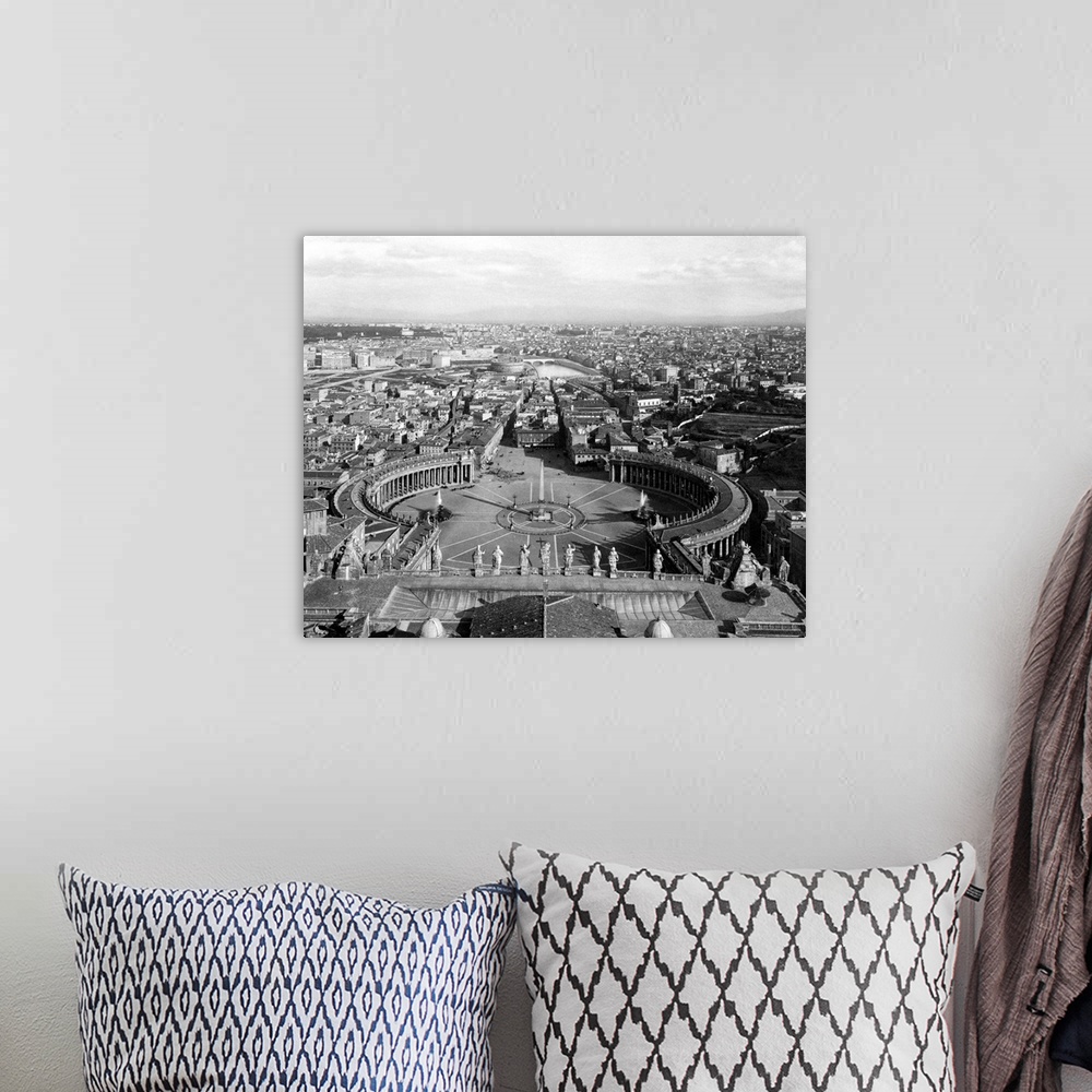 A bohemian room featuring Rome, Italy: Photo shows a panoramic aerial view of the city of Rome from the Cupola of Saint Pie...