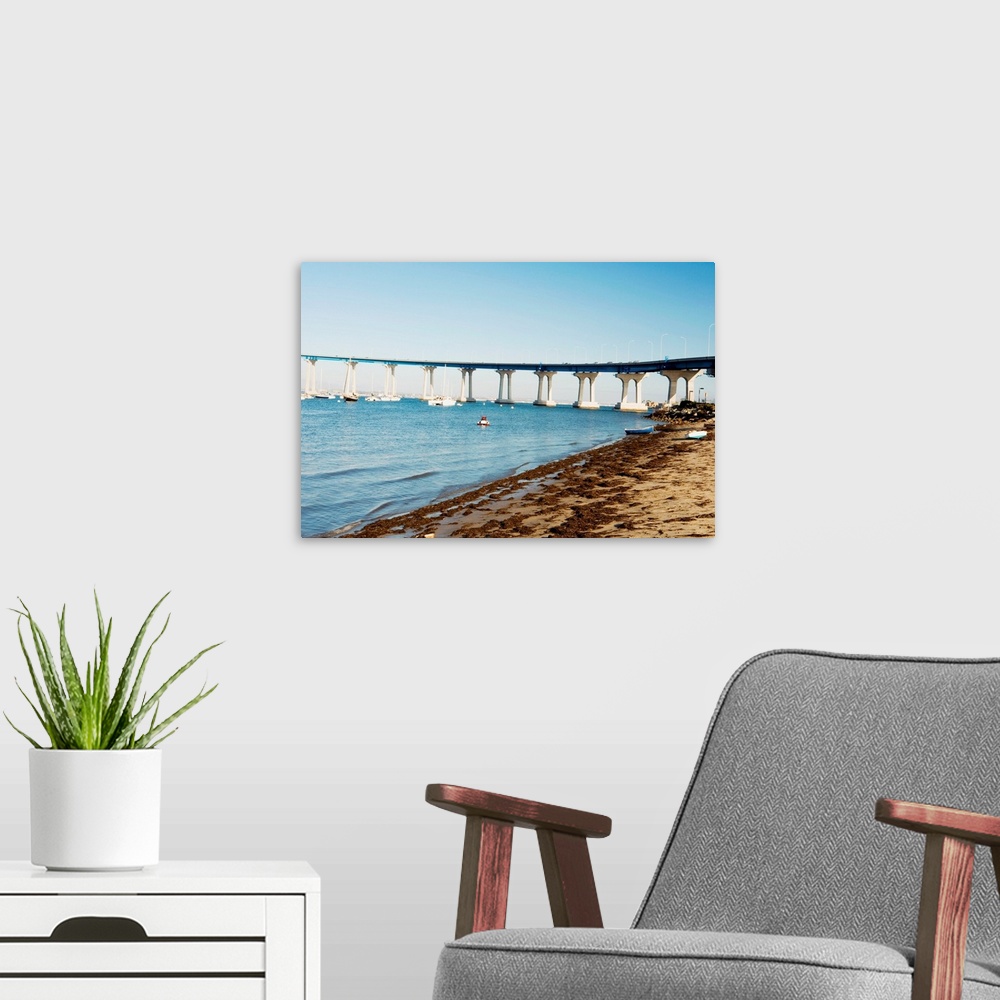 A modern room featuring Panoramic view of the San Diego-Coronado Bay Bridge, San Diego, California, USA