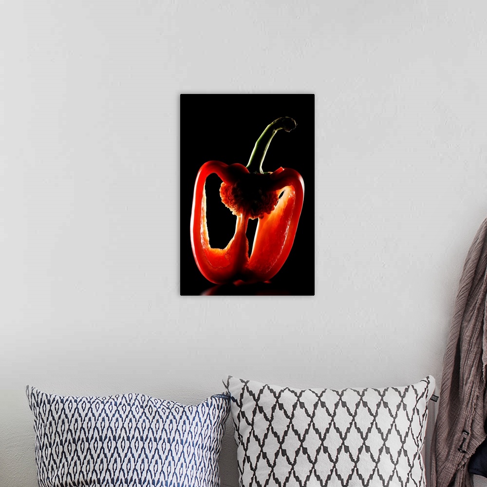 A bohemian room featuring Paprika,Vegetable,Black background