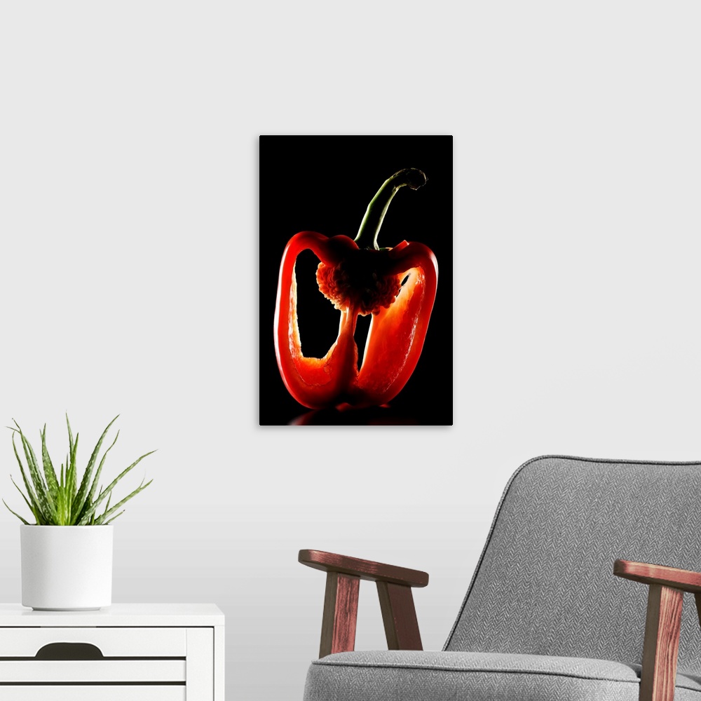 A modern room featuring Paprika,Vegetable,Black background