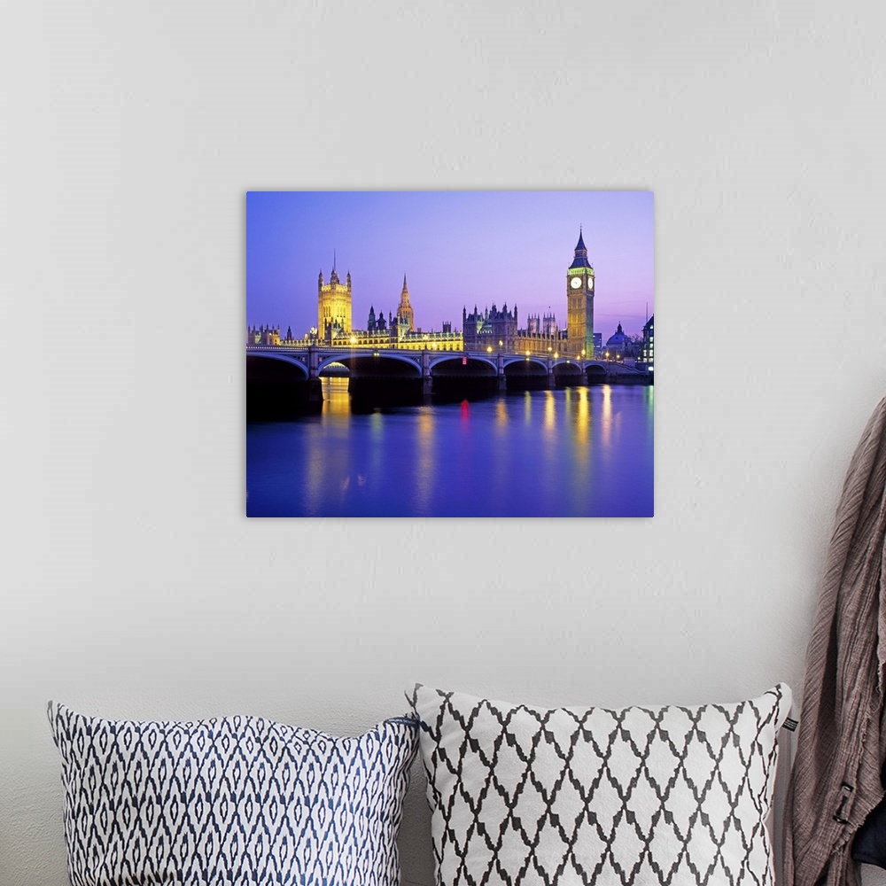 A bohemian room featuring Houses of Parliament and Big Ben with Westminster Bridge. London, UK