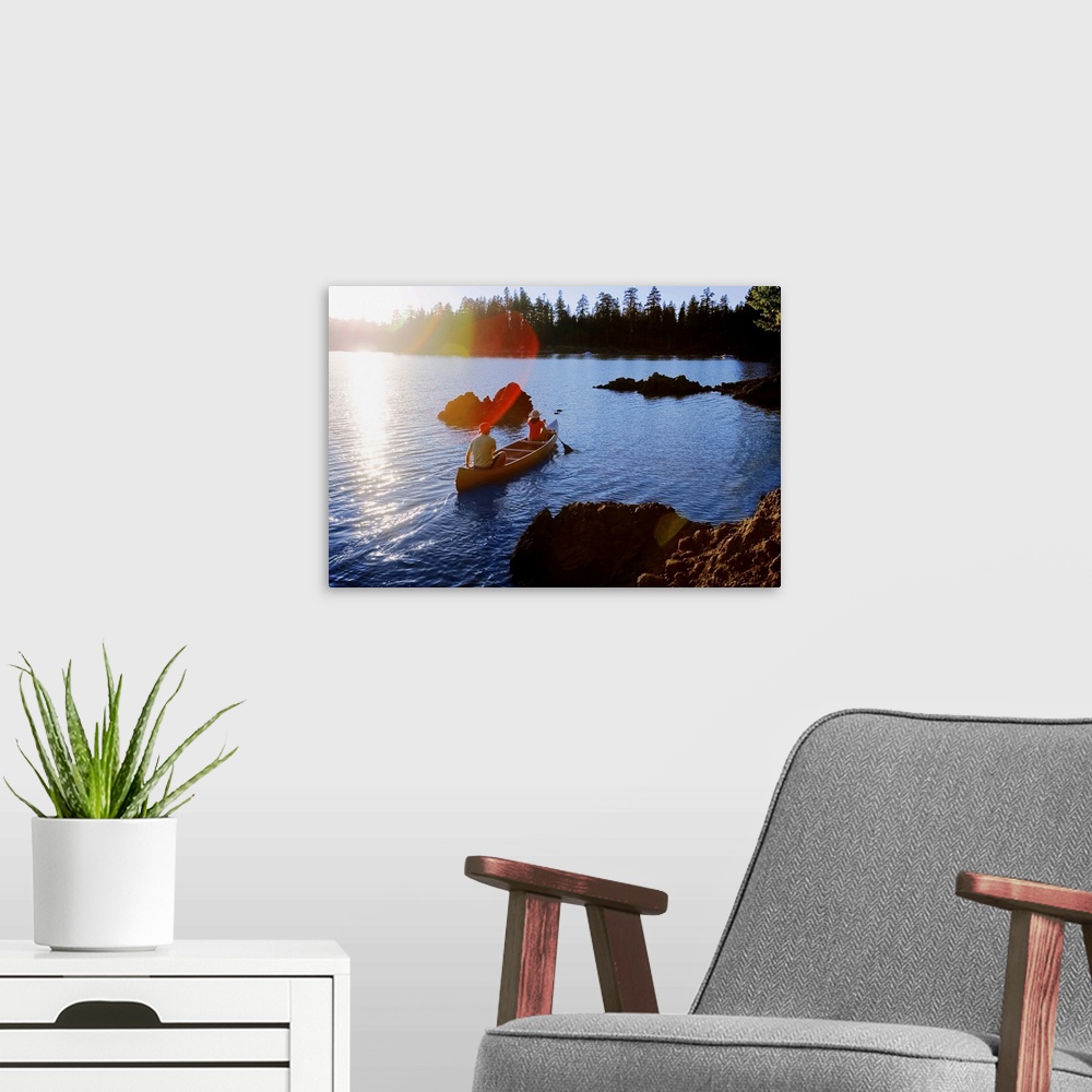 A modern room featuring People canoeing