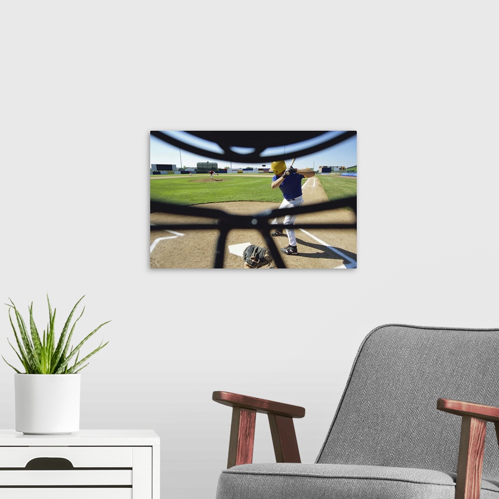 A modern room featuring Perspective of a Baseball Catcher