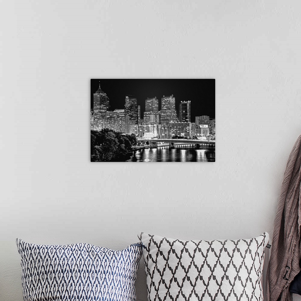 A bohemian room featuring Philadelphia Skyline Black & White
