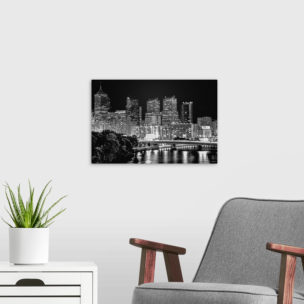 A modern room featuring Philadelphia Skyline Black & White