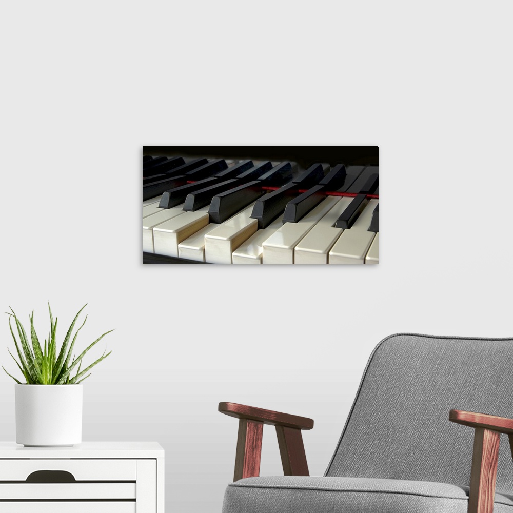 A modern room featuring Piano keyboard.