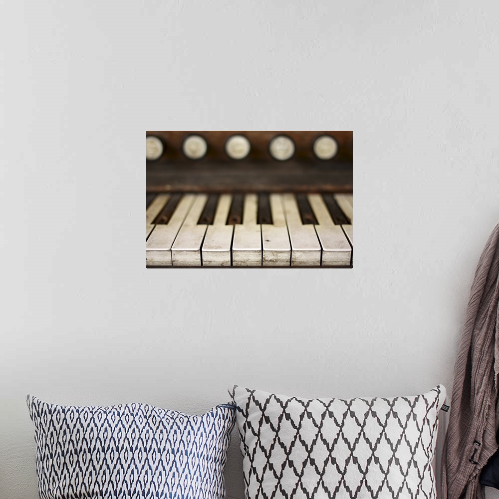 A bohemian room featuring Piano keys.